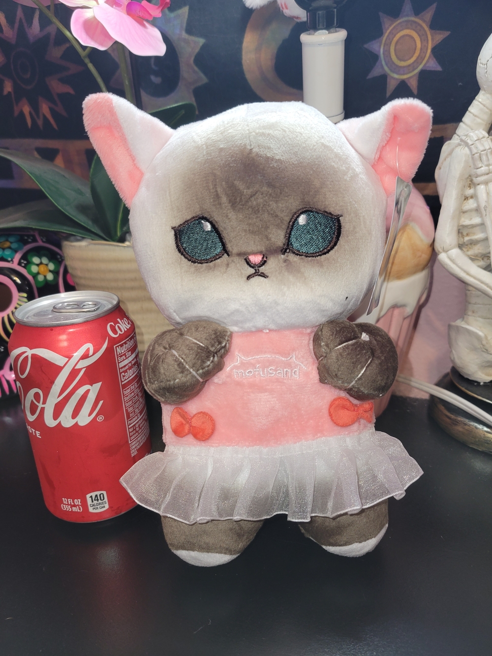 Pink & Gray Plush Cat Doll with Tulle Skirt